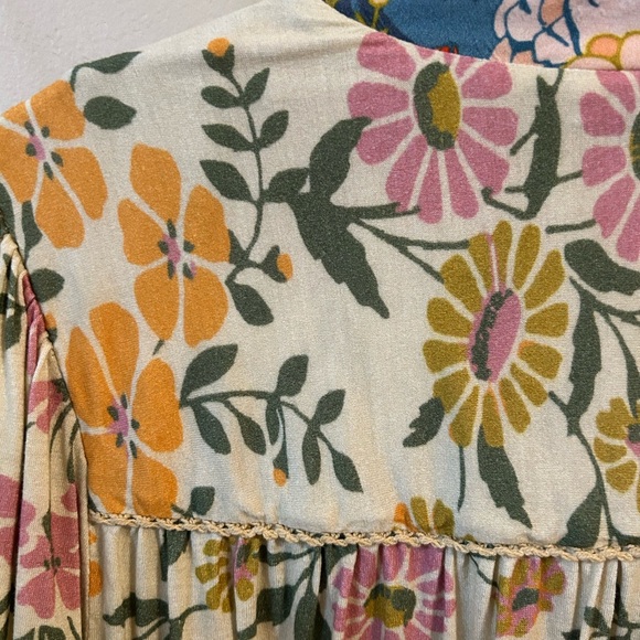 Blank London Anthropologie Boho Floral Embroidered Babydoll Top Small - Picture 7 of 7